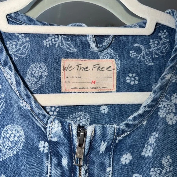 We The Free Blue Paisley-Print Denim Jacket - Picture 2 of 4